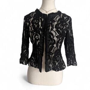 Love On A Hanger Vintage Y2K Black Floral Embroidered Laced Half Open Size Large